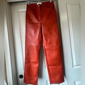 Burnt Orange Aritzia Leather pants.